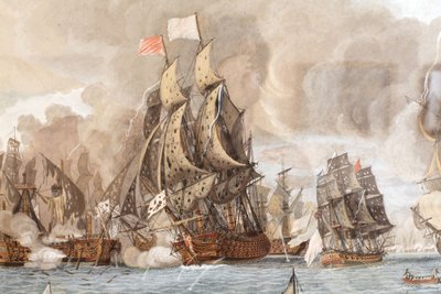 Battaglia navale combattuta il 12 aprile 1782 vicino a Guadalupa da Aimé Louis Dumoulin